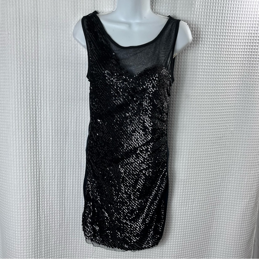 Poof Couture ladies Black Sequin Mini Dress size large